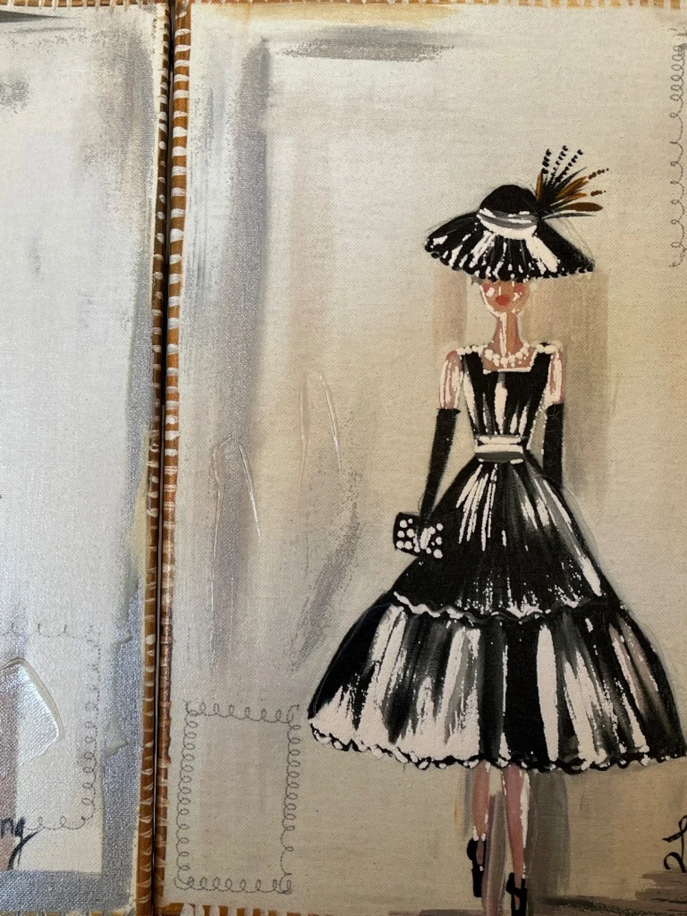 Set of 2 Liesl Long Colleen Karis Designs Fashion Canvas Wall Art Prints CHIC!